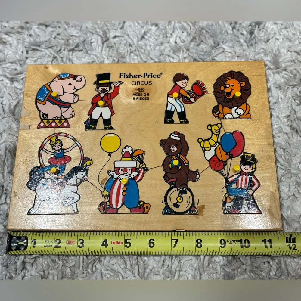 1971 Vintage Fisher Price Wooden Circus Puzzle